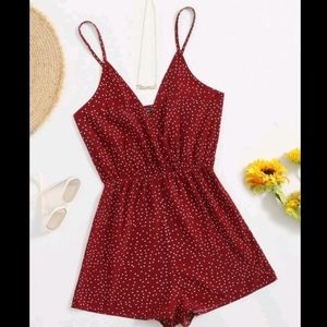 Shein Surplice Neck Polka Dot Slip Romper